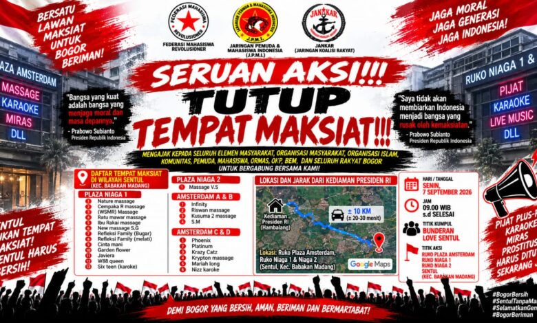 Dugaan Aktivitas Maksiat di Sentul Disorot, ALMBB Desak Pemkab Bogor Bertindak Dugaan Aktivitas Maksiat di Sentul Disorot, ALMBB Desak Pemkab Bogor Bertindak