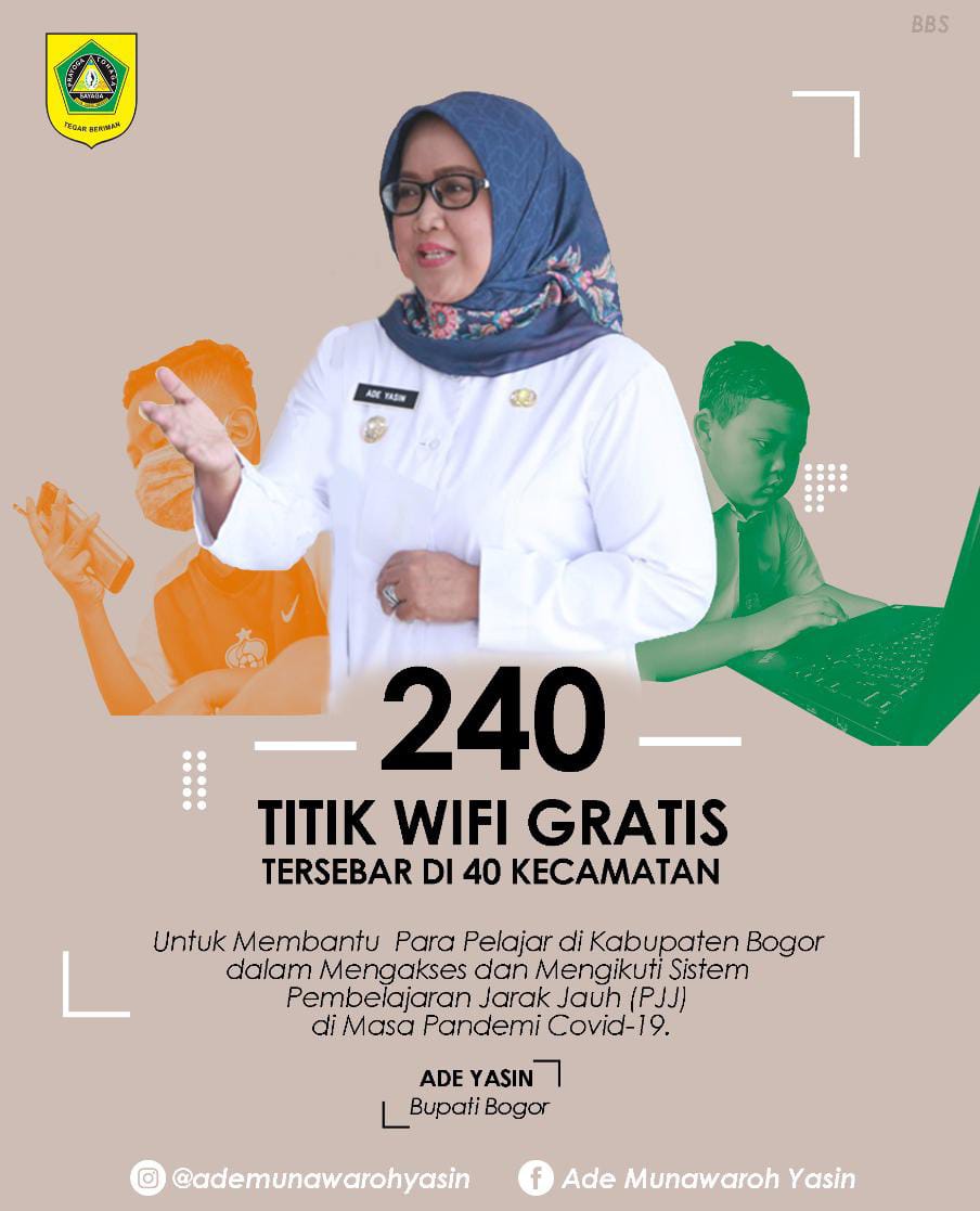 Pemerintah Kabupaten Bogor akan segera memasang WIFI gratis sebanyak 240 titik yang tersebar di 40 Kecamatan.