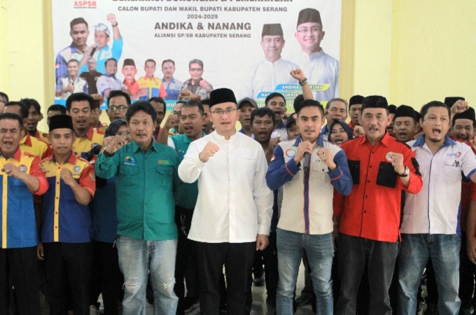 7 Serikat Buruh Kabupaten Serang Deklarasikan Dukungan ke Andika-Nanang