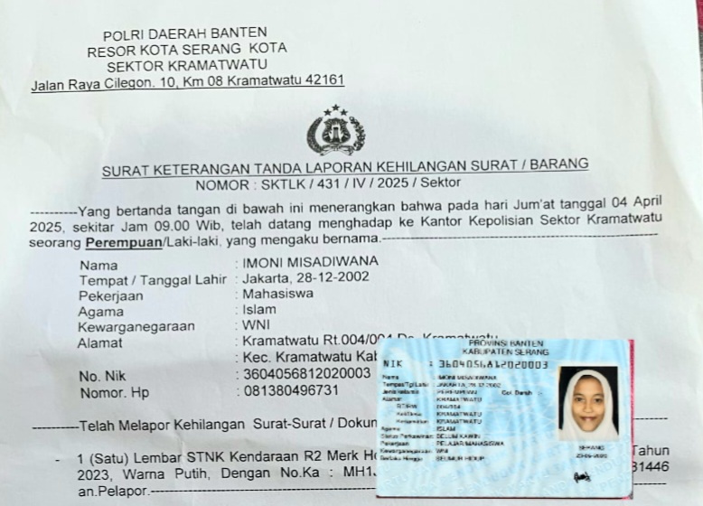 Informasi Kehilangan STNK Motor: Masyarakat Yang Menemukan Diminta Bantuannya