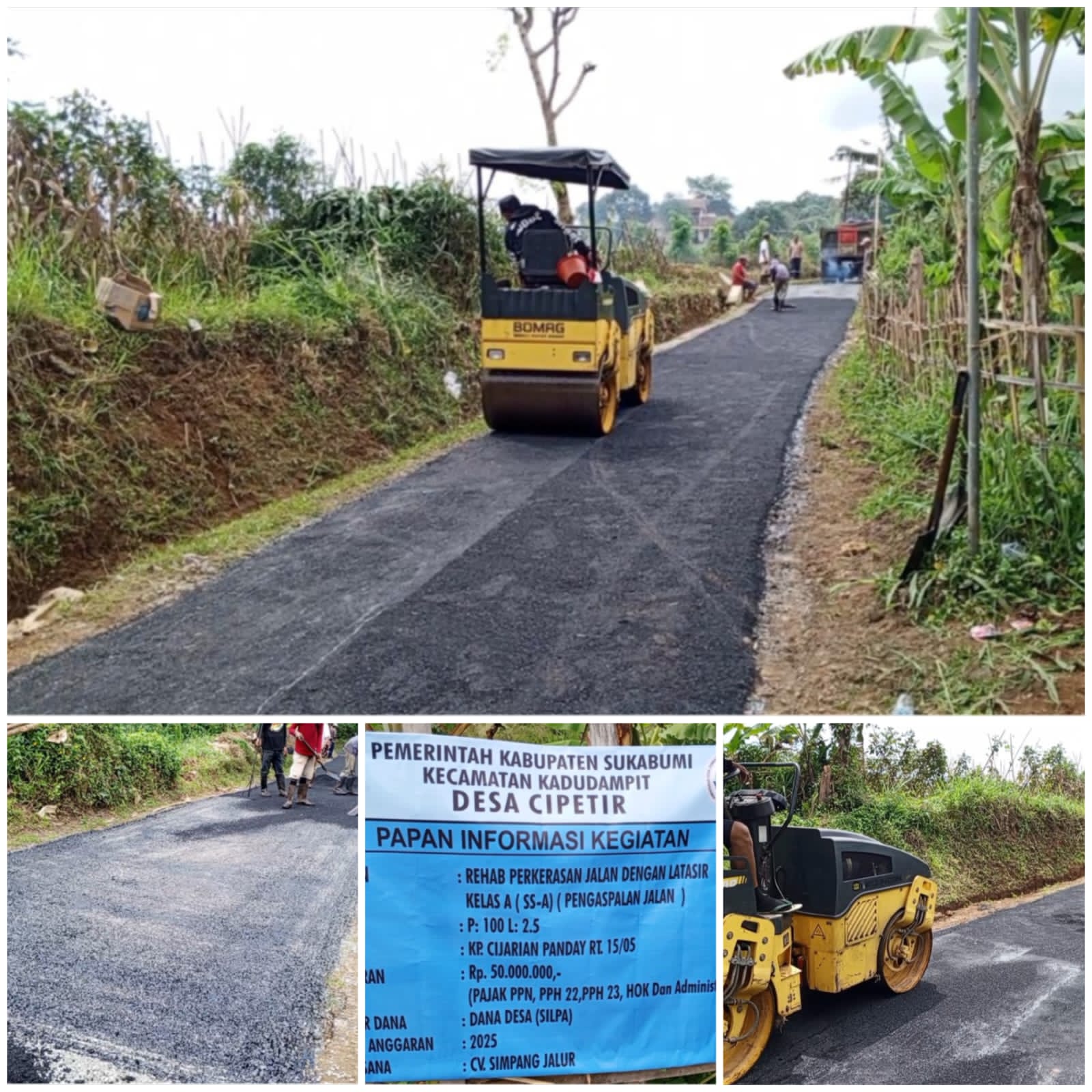 Pemerintah Desa Ci Petir Rehab Jalan Desa, Binwas Kecamatan Monitoring Langsung Pakerjaan