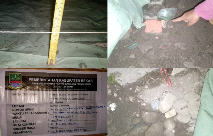 Proyek Peningkatan Jalan Lingkungan Gang. H Subur Kp. Gempol Desa Ridogalih Diduga Base Course di Ganti Dengan Brangkal Bercampur Puing Proyek Peningkatan Jalan Lingkungan Gang. H Subur Kp. Gempol Desa Ridogalih Diduga Base Course di Ganti Dengan Brangkal Bercampur Puing