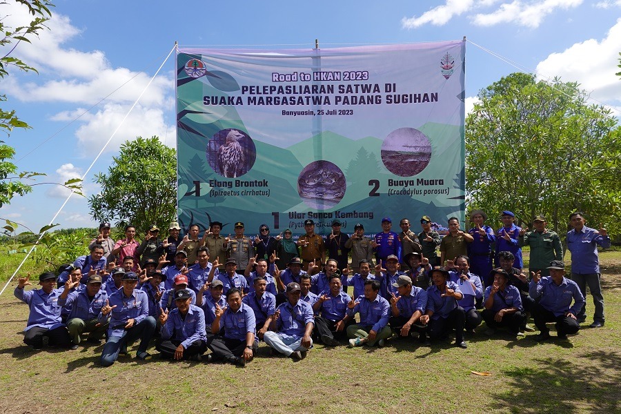 Road To HKAN 2023: BKSDA Sumsel Lepasliarkan Empat Individu Satwa Liar dan Tanam Pohon di SM Padang Sugihan