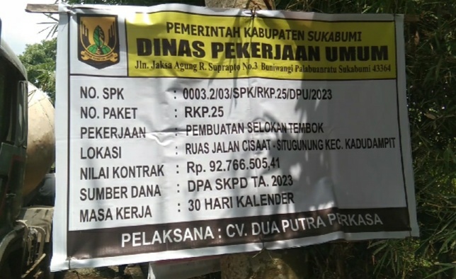 Dinas PU Kabupaten Sukabumi Rehab Kontruksi Perubahan Di Jalan Kadudampit Situgunung