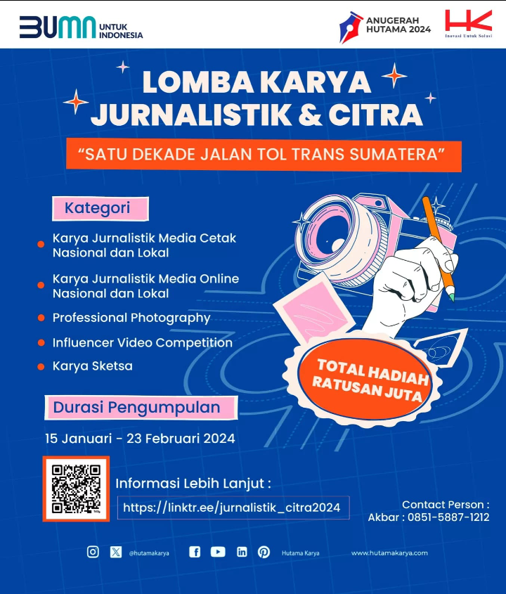 Anugerah Hutama Lomba Karya Jurnalistik & Citra Kembali Hadir di Tahun 2024, Yuk Ikutan!
