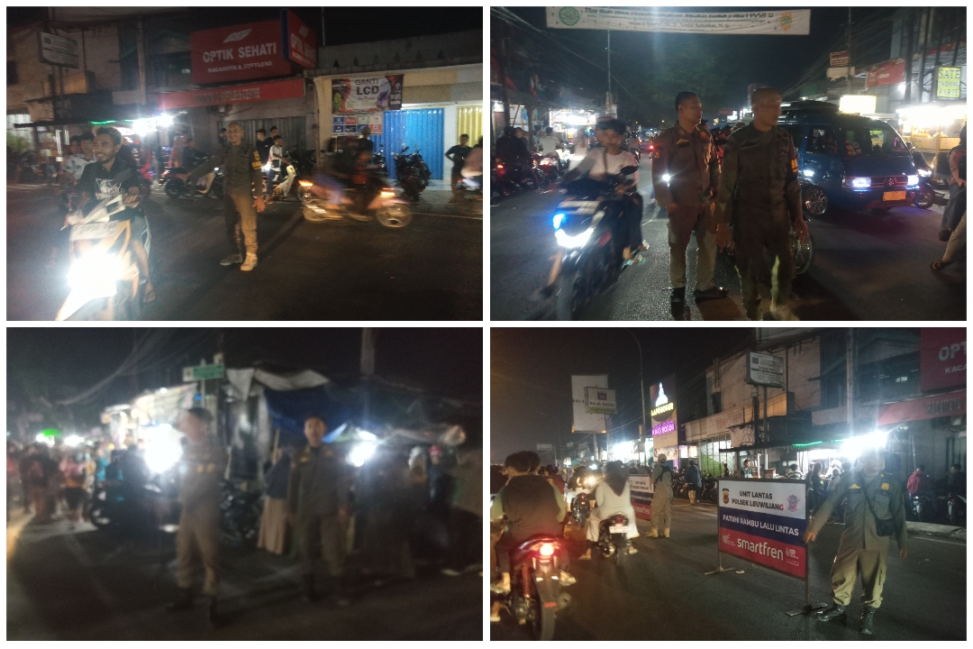 Personel Pol PP Kecamatan Leuwiliang Siaga Amankan Malam Takbir