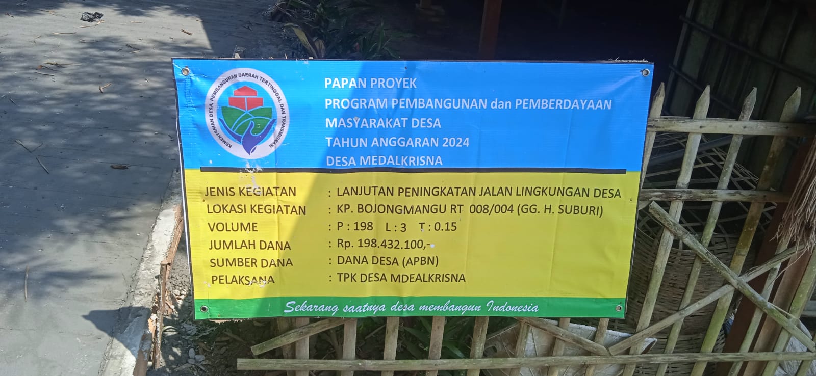 Pemdes Medalkrisna Alokasikan Dana Desa Tahun 2024 Untuk Pembangunan Jalan Lingkungan