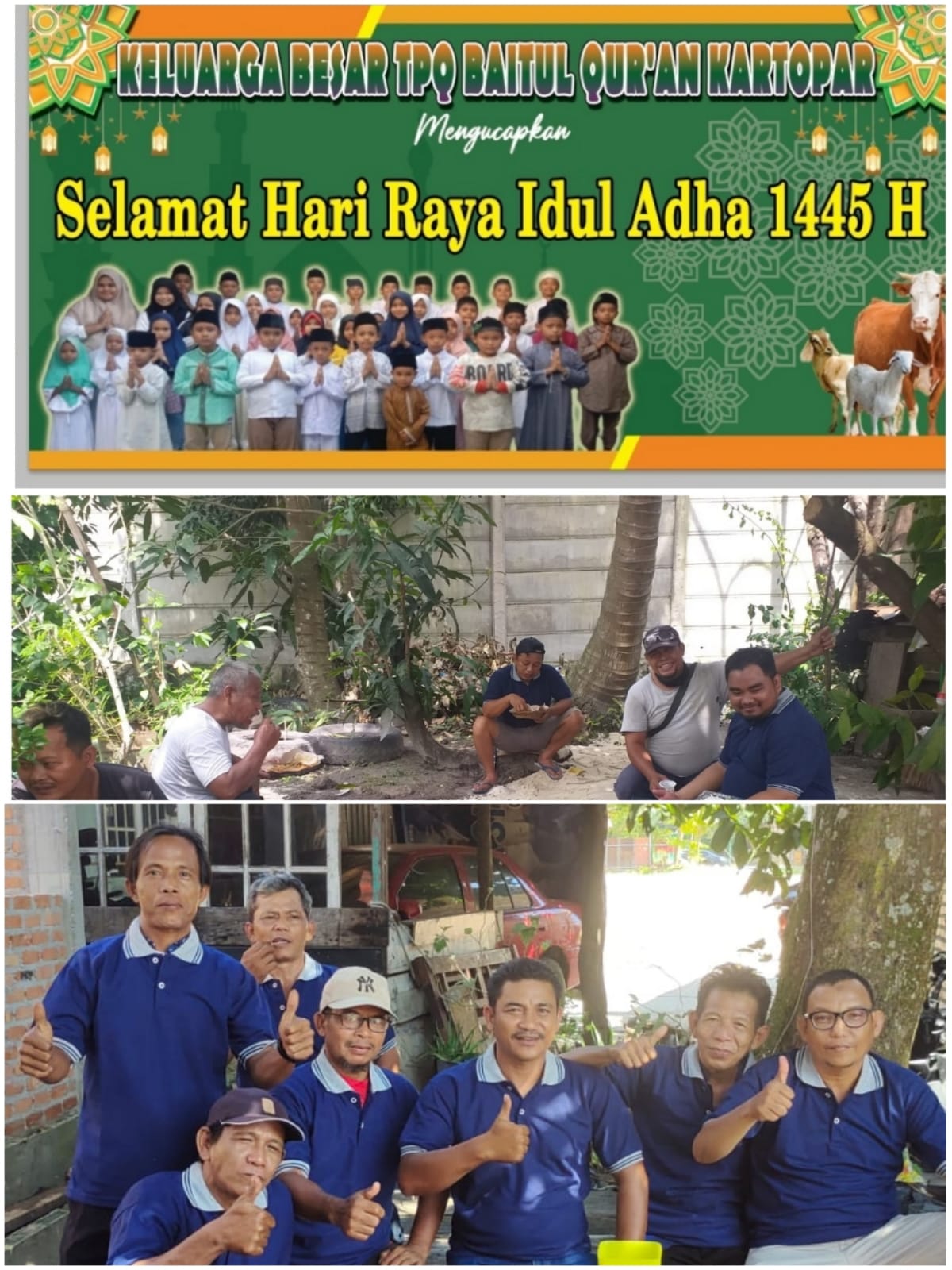 TPQ Alquran Kartopar Melaksanakan Pemotongan Hewan Qurban Bersama Santri dan Keluarga Besar LPTP