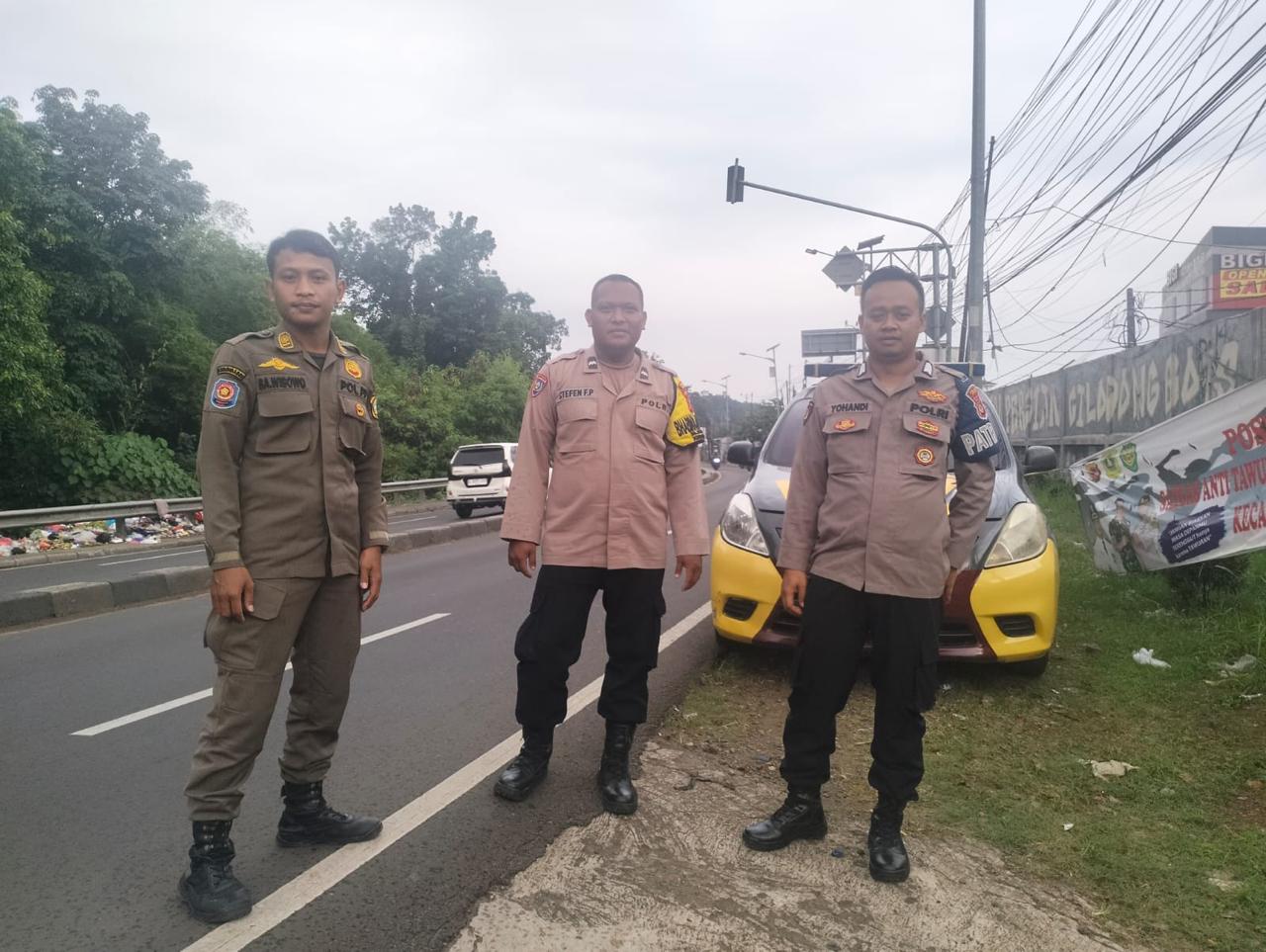 Polsek Cibinong Bersama TNI dan Sat Pol PP Tindak Lanjuti Berita Viral Adanya Balap Liar