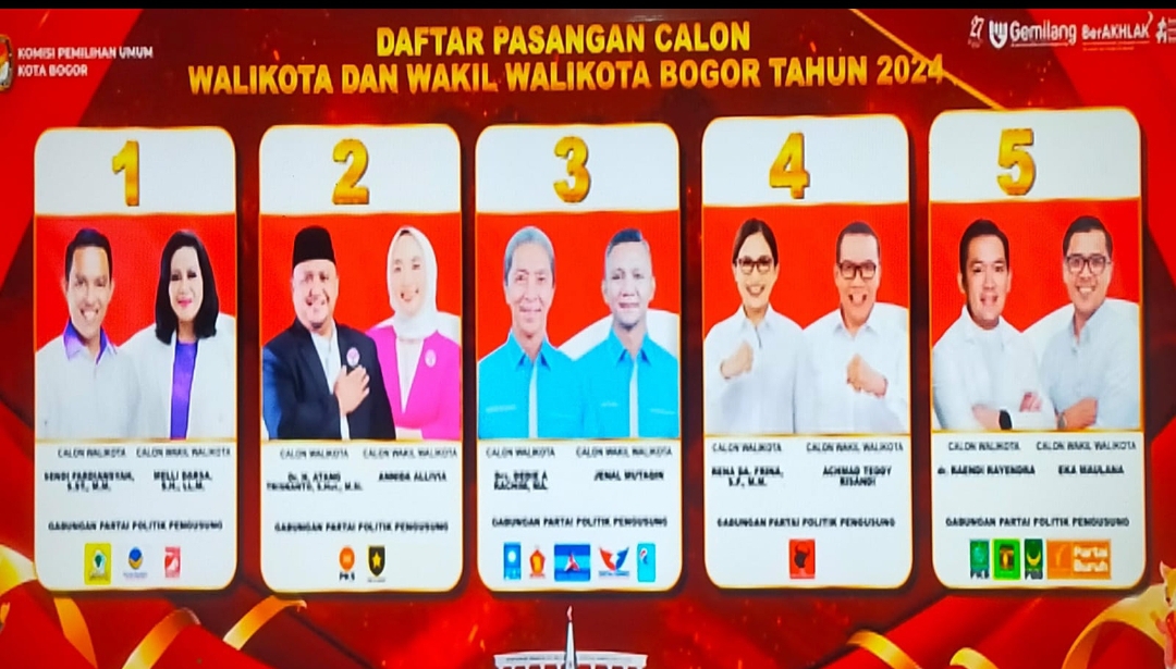 KPU Kota Bogor Umumkan Nomor Urut Calon Wali Kota 2024 di Hotel Brajamusti