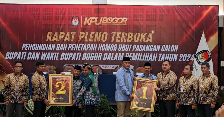 KPU Kabupaten Bogor Gelar Sidang Pleno Terbuka Pengundian dan Penetapan Nomor Urut Pasangan Calon Bupati dan Wakil Bupati Bogor
