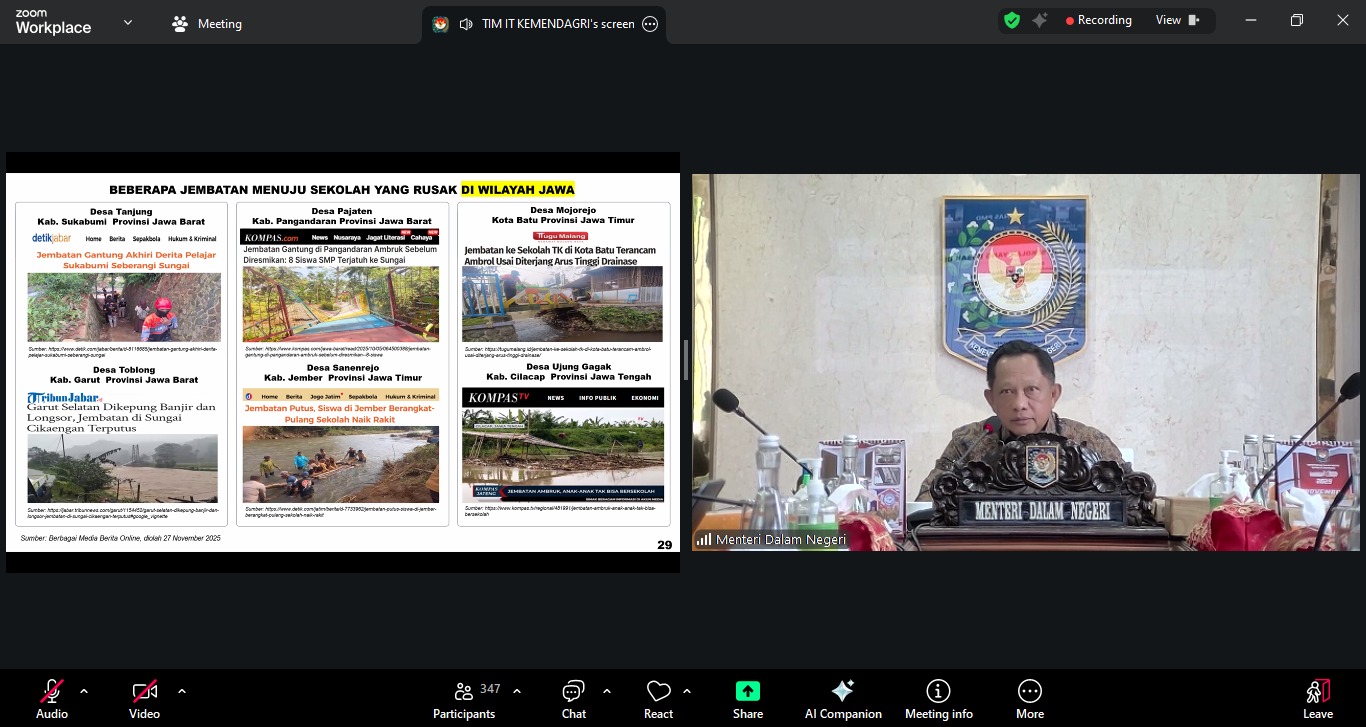 Tindak Lanjuti Arahan Presiden, Mendagri Minta Pemda Segera Data Jembatan Rusak Menuju Sekolah Tindak Lanjuti Arahan Presiden, Mendagri Minta Pemda Segera Data Jembatan Rusak Menuju Sekolah