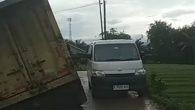 Truk Boks SERYU Cargo Terperosok di Jalur Pengalihan Galuga–Ciampea