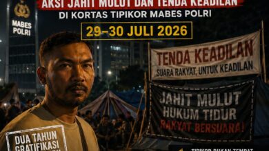 H-3 Jelang Aksi Jahit Mulut, Penyelenggara Matangkan Persiapan Tenda Keadilan di Kortas Tipikor Mabes Polri
