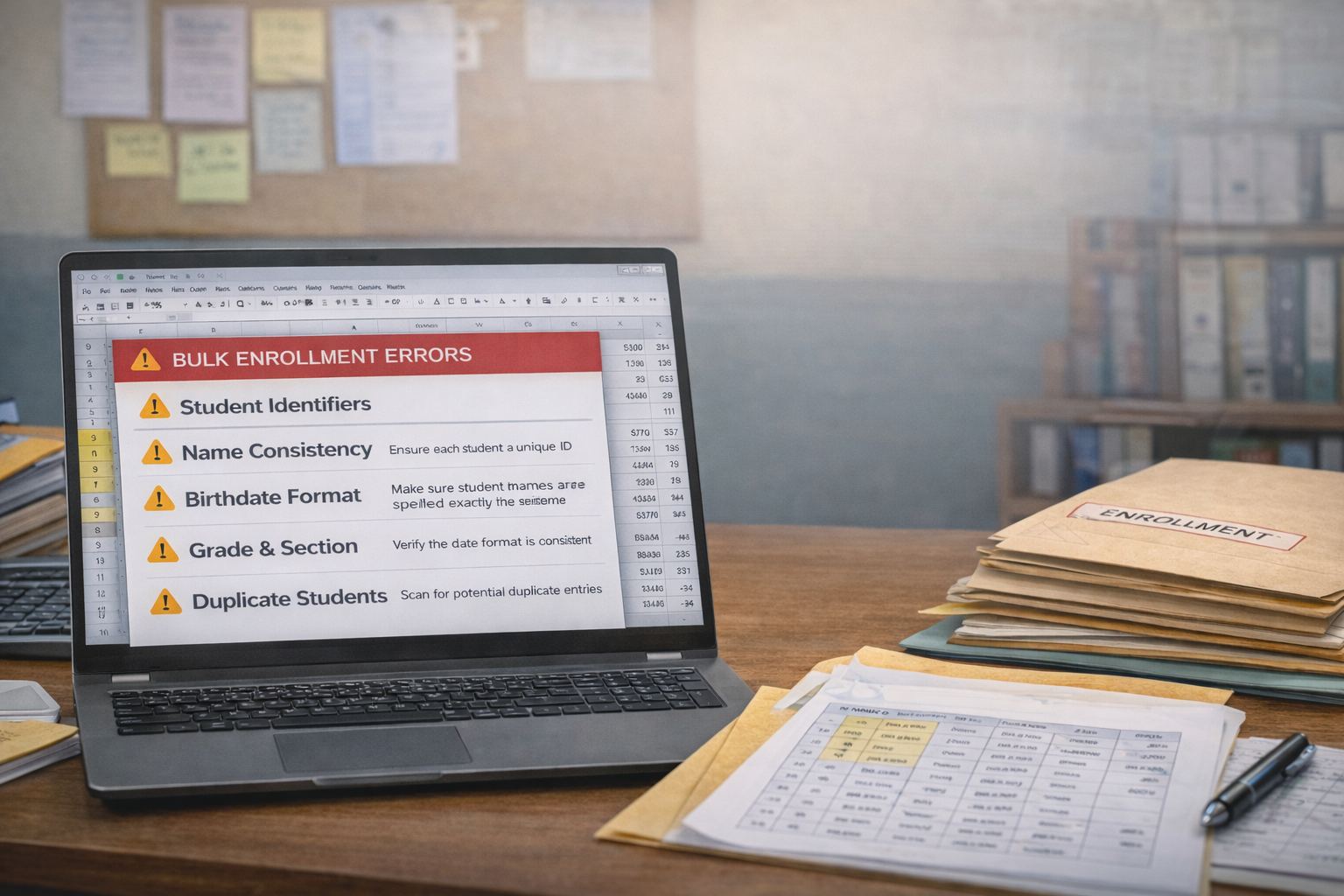 What to Check Before Uploading a Bulk Enrollment File to Avoid Student Data Errors?