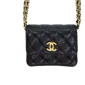 Black Mademoiselle Caviar Skin Coin Strap Mini Wallet On Chain Microchip | GLOBAL AUCTION