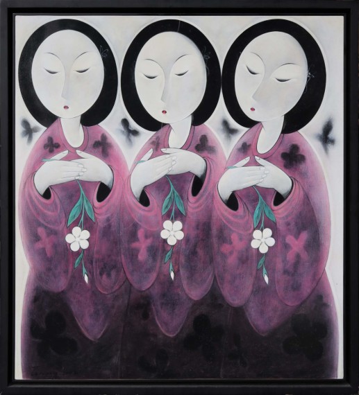 Three Ladies And White Flowers | GLOBAL AUCTION