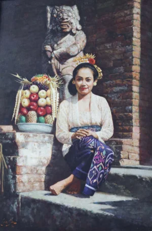 Lim Wasim - Balinese Girl Sitting In Front Of The Temple (Gadis Bali Duduk Di Depan Pura) Lim Wasim - Balinese Girl Sitting In Front Of The Temple (Gadis Bali Duduk Di Depan Pura)