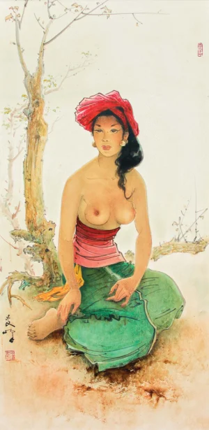 Lee Man Fong - Seated Balinese Maiden