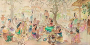 Attributed To Lee Man Fong - Bali Life Attributed To Lee Man Fong - Bali Life