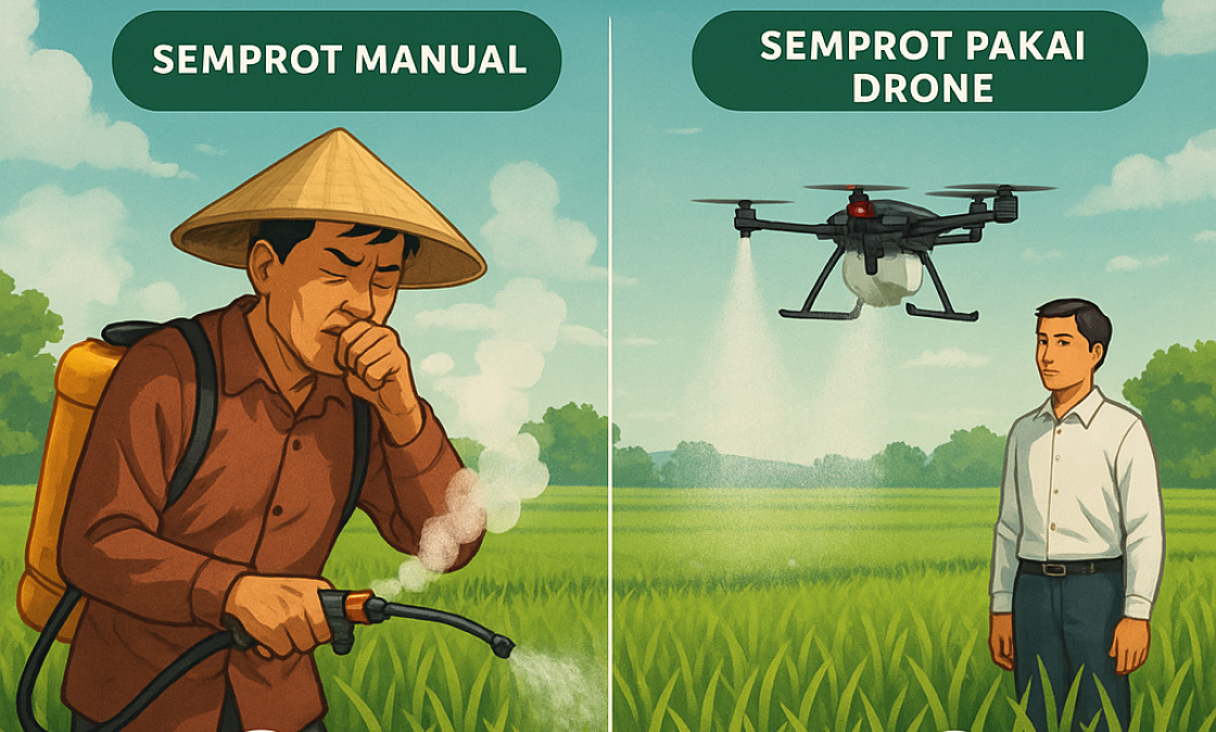 Mengapa Drone Semprot Lebih Aman bagi Kesehatan Petani?
