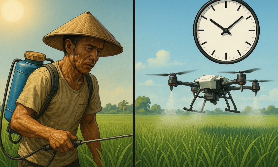 Efisiensi Waktu dengan Drone Semprot: Hemat Hingga 80% Waktu!