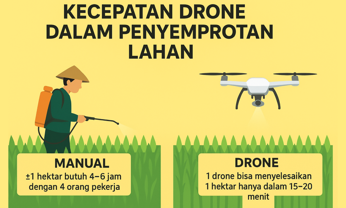 Kecepatan Drone dalam Penyemprotan Lahan