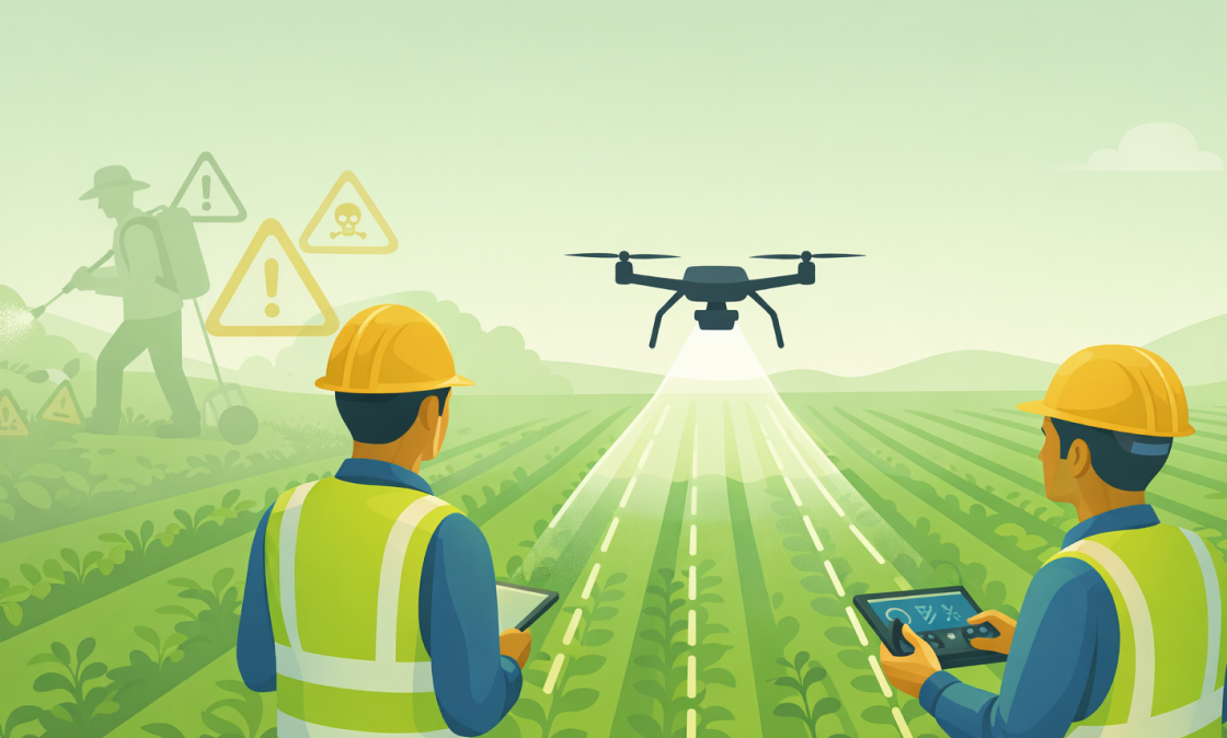 Keamanan Kerja Lebih Tinggi: Minimalkan Risiko Pekerja dengan Layanan Semprot Drone