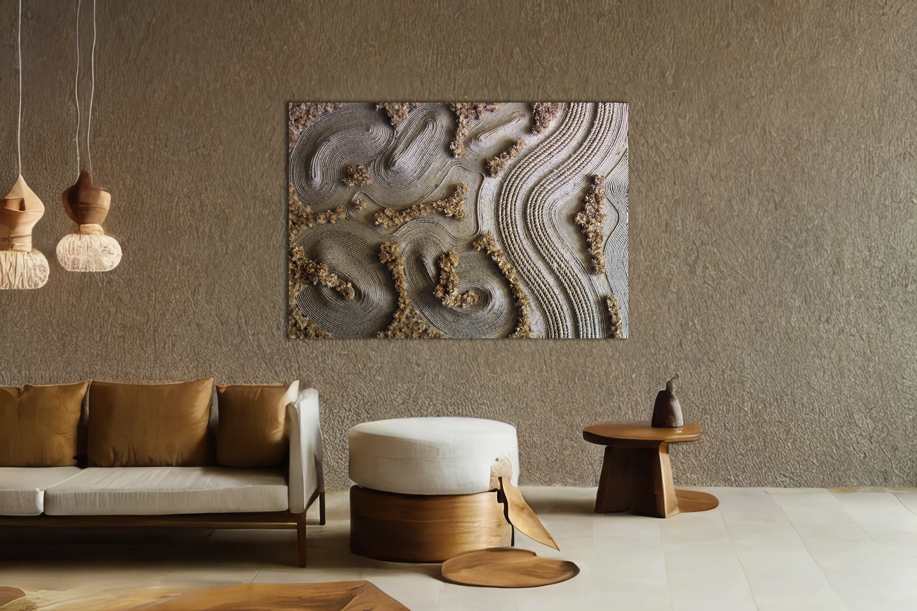 interior design, wall art, mural, jute, rope, bamboo, wood, organic, earthy, natural, green, eco-friendly, upcycled, recycled, sustainable, environment, conservation