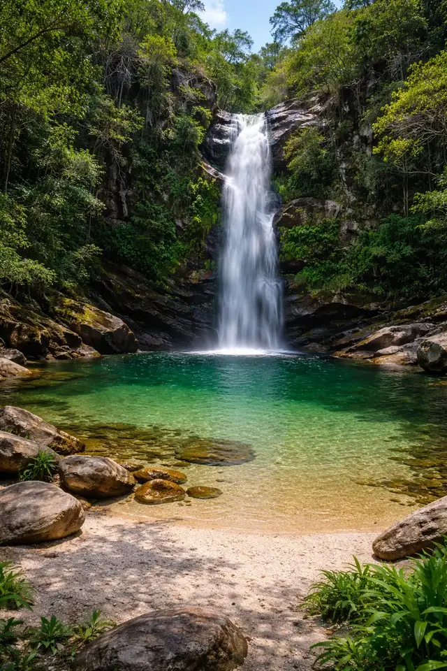 ⁣A Cachoeira do Abade, localizada em Pirenópolis, é uma das quedas-d’água mais encantadoras do c