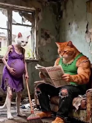 القطة المسكينة🐱جوزها بيضىبها كل يوم وسابها ومشي 💔وا?