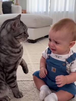 ⁣#Love #babyandcat #baby 