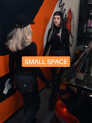 ⁣Working in a small space? 😅  #mechaniclife #girlmechanic #funny #laugh #fyp 