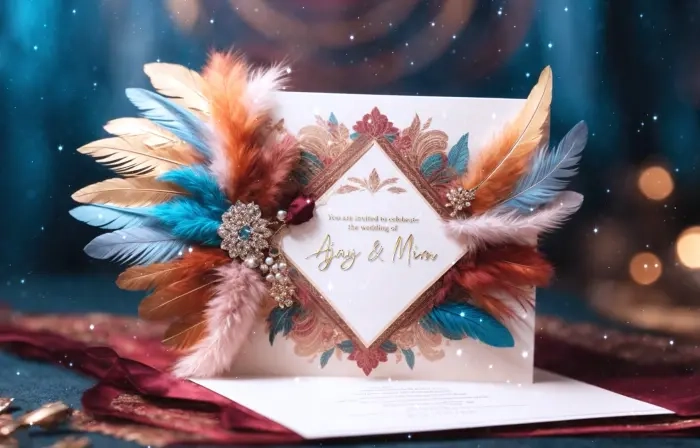Beautiful 3D Feather Wedding Invitation Card Slideshow