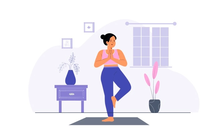 Get The Creative Yoga Pose Girl 2D Flat Character image