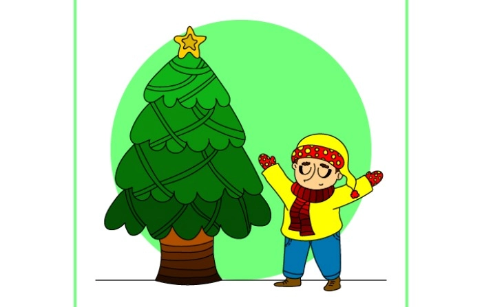 Merry Christmas With These Illustration Of A Boy Enjoying The Holiday image