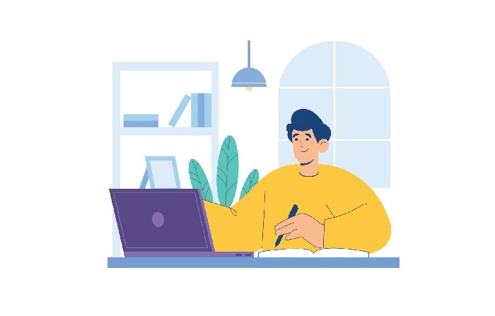 Online Learning Student Character Illustration image