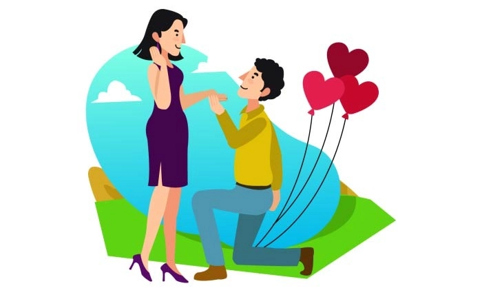Romantic Couple With Balloons Valentine Day Free Vector image