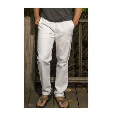 Buy Velero Italian Linen Drawstring Pants in White & Navajo White Profile Picture