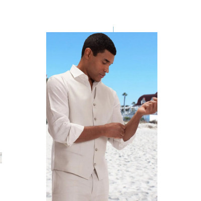 Buy Monaco Italian Linen Vest in Light Sand Profile Picture