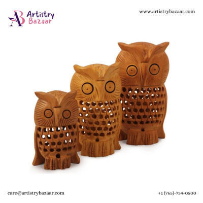 Handmade Decorative Wooden Owl Bird Figurine Set of 3 Pieces | ArtistryBazaar Inc Profile Picture