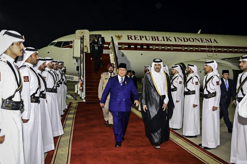 presiden prabowo tiba di doha untuk kunjungan resmi