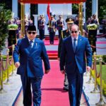 president prabowo arrives at al ittihadiya palace in cairo