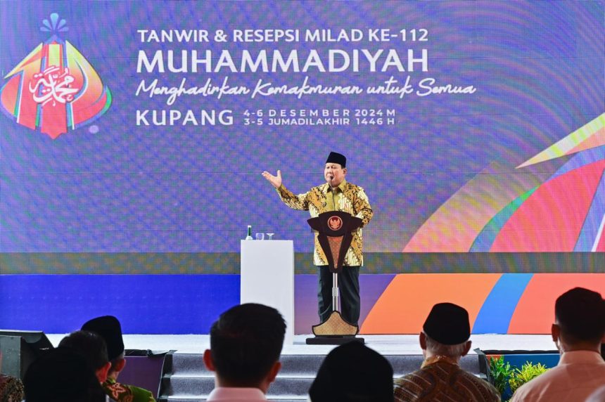 presiden prabowo apresiasi peranan muhammadiyah bangun bangsa