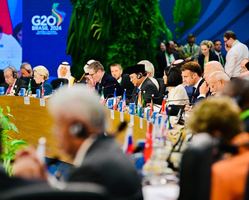 sesi ketiga ktt g20 brasil, presiden prabowo tegaskan komitmen indonesia pada pembangunan berkelanjutan dan transisi energi