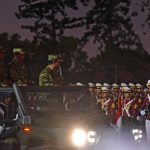 presiden prabowo pimpin upacara parade senja dan penurunan bendera di akademi militer, magelang, jawa tengah