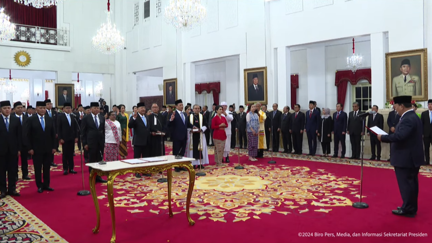 presiden prabowo subianto lantik sekretaris kabinet dan wakil menteri kabinet merah putih