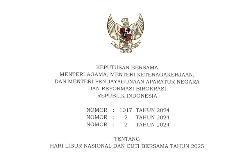 pemerintah tetapkan hari libur nasional dan cuti bersama tahun 2025