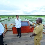 presiden jokowi dan ibu iriana tinjau simulasi drone tabur pupuk di papua selatan
