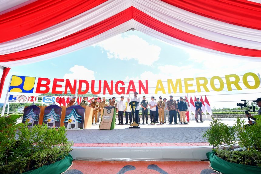 resmikan bendungan ameroro, presiden: cegah krisis air dan reduksi banjir